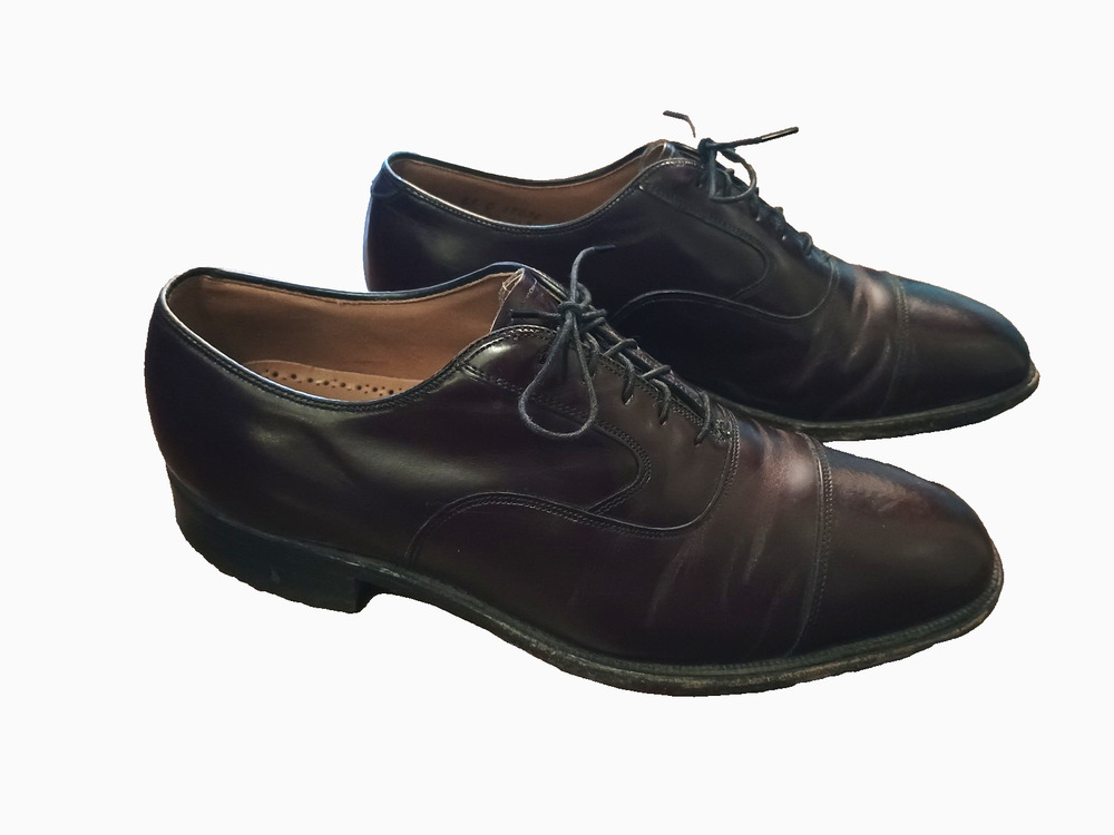 Johnston & Murphy MELTON Burgundy Cap Toe Calfskin Oxford Shoes Size 8 C VGUC